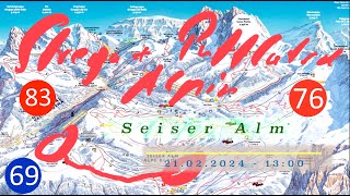 Skifahren auf der SEISER ALM Strega  Puflatsch Alpin  Euro 69│Abfahrt Nr 9 der Seiser Alm Ronda [upl. by Soll581]