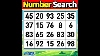 NumberSearch Strengthen your concentration 【Memory  Concentration  Brain training】 005 [upl. by Parker]