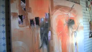 Abstract acrylic painting Demo  Abstrakte Malerei  Orange Power by Sabine Belz [upl. by Olimreh594]