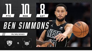 Highlights Ben Simmons nears tripledouble as Nets top Hornets  NBA [upl. by Anavoig]