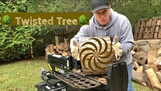 30 Ton Log Splitter vs Nasty Twist Around Wood [upl. by Eninnaej334]