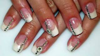 Nail art Nail art with acryl lace and rhinestones [upl. by Allisurd]