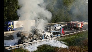 LKW Brand auf der A5 [upl. by Pfeffer]