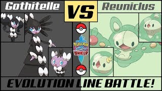 GOTHITELLE vs REUNICLUS  Evolution Line Battle Pokémon SwordShield [upl. by Xever]