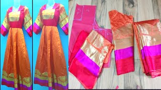 ANARKALI FROM OLD SAREE SO EASY TO MAKE tranding a2ztailor WORKINGwomen 1million 1k 1saree [upl. by Schwinn]