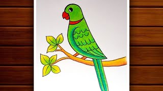 Parrot Drawing  How to Draw Parrot Step by Step for Beginners  Bird Drawing Colour [upl. by Erickson243]