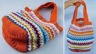 How to crochet a simple tote bag that can hold everything [upl. by Anavoj]