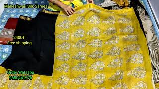 Maheshwari Silk sarees new collection॥ Hand Block Print Saree ॥ 5 June 2024 [upl. by Bridgid403]