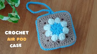 Airpod Case Crochet a Granny Square Step by Step  Vivi Berry Granny Square [upl. by Goat754]