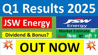 JSW ENERGY Q1 results 2025  JSW ENERGY results today  JSW ENERGY Share News  JSW ENERGY Share [upl. by Yelram102]