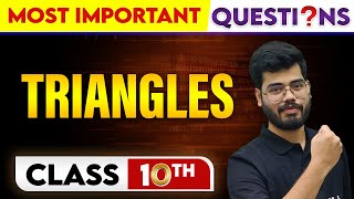 TRIANGLES  Most Important Questions  Class10th [upl. by Enilegnave948]