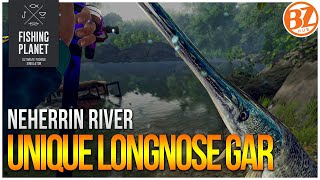 Unique Longnose Gar of Neherrin River  Fishing Planet Test Your Spot Series [upl. by Atteuqnas636]