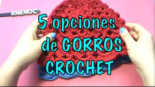 5 OPCIONES GORROS MISMO PASO A PASO IDEAS ganchillo crochet [upl. by Hinze934]