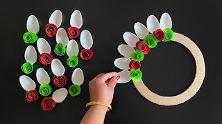 2 Beautiful Wall Hanging Ideas Using Plastic Spoons Paper Craft For Home Decoration DIY Wall Decor [upl. by Northway623]