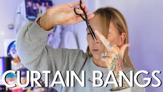 how to cut your own curtain bangs DIY  2024 [upl. by Ecydnarb493]