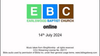 Earlswood Baptist Church 14th July 2024 [upl. by Jamison]