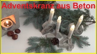 DIY Adventskranz aus Beton selber machen Adventskranz basteln Bastelidee Weihnachten Deko [upl. by Anasor]