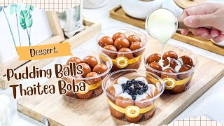 GAK NYANGKA TERNYATA SEENAK INI‼️PANTESAN LARIS‼️RESEP PUDDING BALLS THAI TEA BOBA ‼️ [upl. by Weldon]