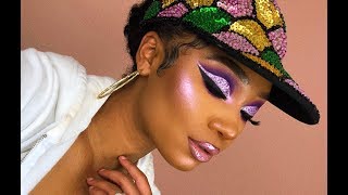 Purple Glitter Cut Crease Makeup Look  MakeupTiffanyJ [upl. by Ohcirej]