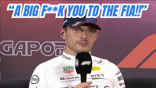 Max Verstappen Showing Protest to FIA by Giving Cold Boring Annoying Answers to the press [upl. by Ailatan]