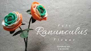 Cara Membuat Bunga Ranunculus Dari Kain Flanel  DIY Felt Ranunculus Flower Tutorial [upl. by Nihsfa]