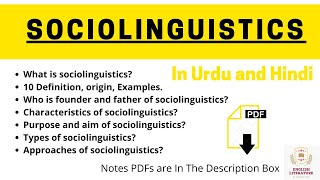 Sociolinguistics Definitions Origin Characteristics Purpose Aims Types Approaches Notes PDF [upl. by Ezaria565]