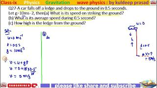 A car falls off a ledge and drops to the ground in 05 s Let g  10 ms2 then aWhat is the speed [upl. by Mil]