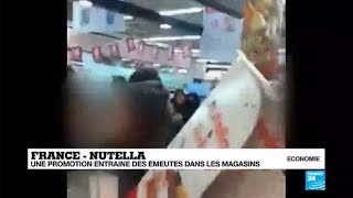 En IMAGES  Une promotion sur du Nutella entraîne des émeutes en magasins [upl. by Eidnalem973]