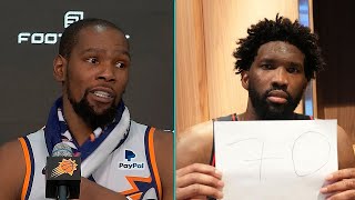 Kevin Durant couldnt believe Embiid dropped 70 points FULL Postgame Interview [upl. by Steen]