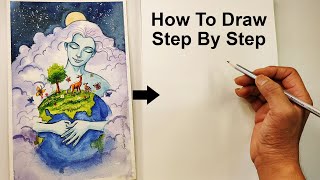 How To Draw Step By Step Environment Day  Pencil Drawing Tutorial Video [upl. by Hunsinger763]