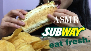 ASMR SUBWAY Pizza Sub EATING SOUND  SASASMR [upl. by Ahsikan748]