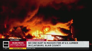 No one hurt in massive lumber yard fire in Blair County [upl. by August]