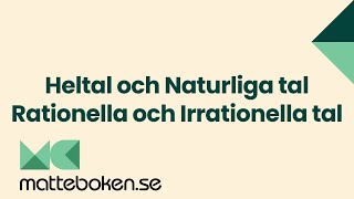 Heltal och Naturliga tal  Rationella och Irrationella tal  Matte 1 [upl. by Yellehs]