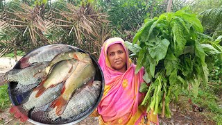 Delicious Lunch Meal Prep For My Husband  Green Amaranth with Tilapia And Hangeri Fish Curry Recipe [upl. by Haleeuqa]