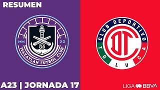 Resumen  Mazatlán vs Toluca  Liga BBVA MX  Apertura 2023  Jornada 17 [upl. by Aivad]