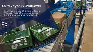 AmbaFlex Spiral Conveying Multilevel  Various totes and boxes [upl. by Sutherland]