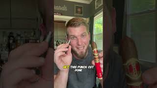 Cigar 101 How to punch cut a cigar with a pigtail 🐖 [upl. by Ahsinehs]