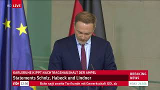 LIVE Scholz Habeck und Lindner zum Urteil des Bundesverfassungsgerichtes über Klimarücklagen [upl. by Madelena]