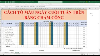 Cách tô màu ngày thứ 7 và chủ nhật trên bảng chấm công phần 2 shortvideo [upl. by Asiret]