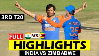 INDIA VS ZIMBABWE 3RD T20 FULL HIGHLIGHTS 2024  IND VS ZIM 3RD T20 MATCH HIGHLIGHTS [upl. by Hepzi]