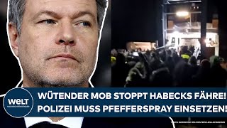 ROBERT HABECK Wütender Mob stoppt seine Urlaubsfähre Polizei muss Pfefferspray einsetzen [upl. by Gib]