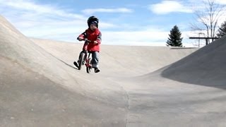 A 3 year old and his Strider bike in the skate park Strider bikes rule [upl. by Ainival]