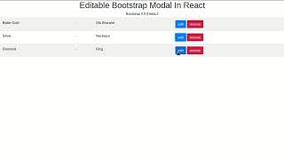 Editable Bootstrap Modal In React [upl. by Esirahs32]