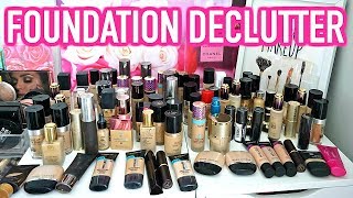 BEAUTY ROOM DECLUTTER  MY FOUNDATION COLLECTION 2018 [upl. by Alahcim150]