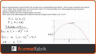 Quadratische Funktionen Textaufgabe Kugelstoßen [upl. by Alhan955]