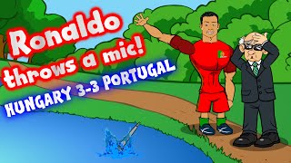 Ronaldo throws a microphone into a lake HUNGARY 33 PORTUGAL goals highlights Euro 2016 parody [upl. by Ahsinwad]