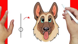 How to draw a German Shepherd  How to draw animals easy for kids [upl. by Timus]