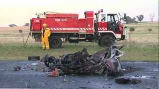 Fatal overtaking collision in Myola near Bendigo 140312 Warning Graphic images [upl. by Denton]