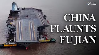 China’s Third Aircraft Carrier Fujian Begins Sea Trials  china fujian aircraftcarrier navy [upl. by Strickland]