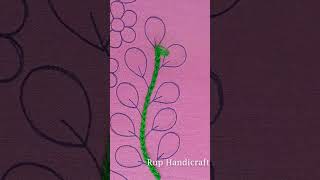 Hand Embroidery Leaves Embroidery Tutorial New Shorts Video shorts [upl. by Leighland]